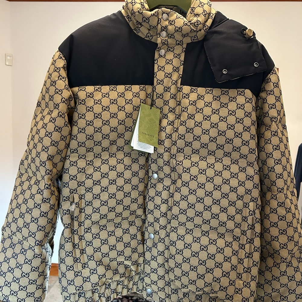 Men's Gucci GG canvas down puffer jacket size 52/extra large made in Italy - Picture 3 of 12